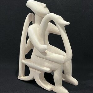 Vtg Cycladic Harpist Ancient Greek Music Art Inspired Porestone Statue Replica.